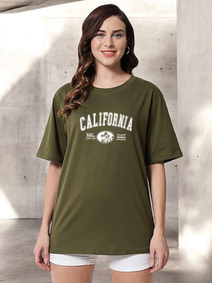 Shonisha Typography Women Round Neck Green T-Shirt