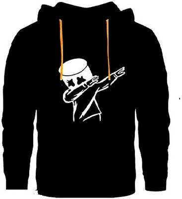 SAHAL Printed Men Hooded Neck Black T-Shirt