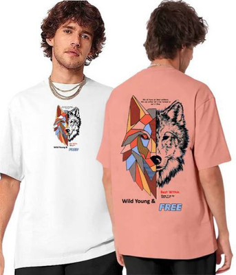 Raktajihva Graphic Print Men Round Neck White, Pink T-Shirt