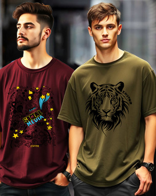 AUSK Printed Men Round Neck Multicolor T-Shirt