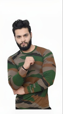shri radhe Military Camouflage Men Round Neck Multicolor T-Shirt