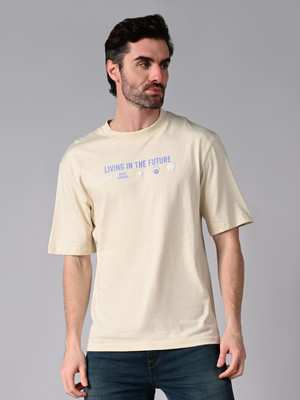 KILLER Printed Men Round Neck Beige T-Shirt