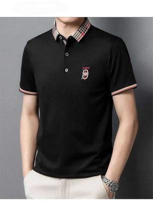 SHUBHAM CREATION Solid Men Polo Neck Black T-Shirt