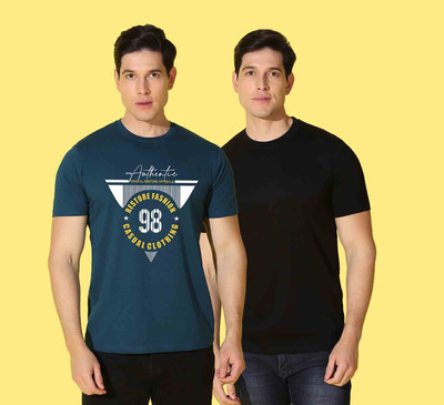 WOOSTRO Printed Men Round Neck Multicolor T-Shirt