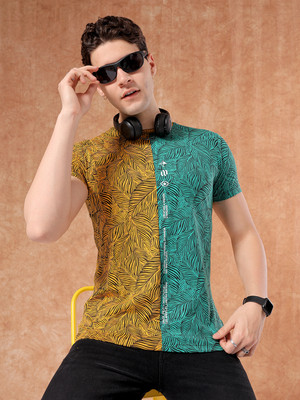 The Indian Garage Co. Printed Men Round Neck Yellow T-Shirt