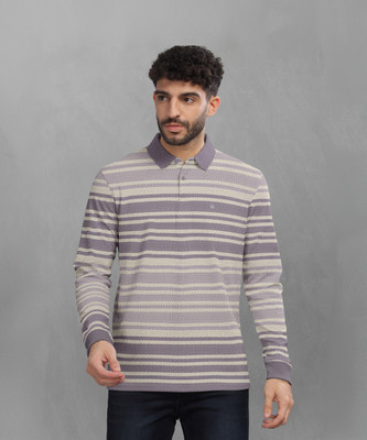 Bullmer Striped Men Polo Neck Multicolor T-Shirt