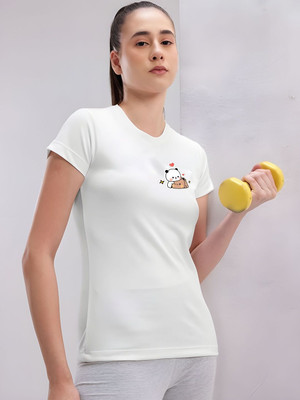 SZN Graphic Print Women Round Neck White T-Shirt