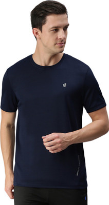 Macroman M-Series Solid Men Round Neck Navy Blue T-Shirt