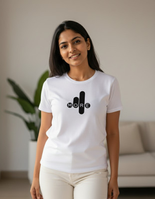 trendee clothes Graphic Print Women Round Neck White T-Shirt