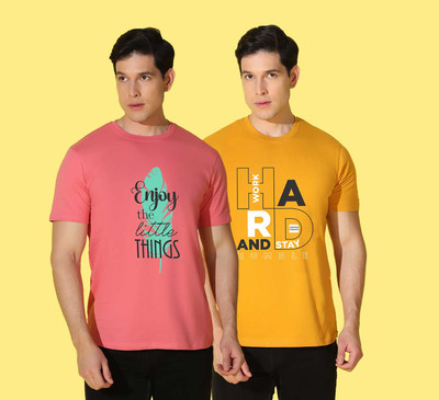 WOOSTRO Printed Men Round Neck Multicolor T-Shirt