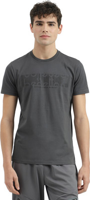 United Colors of Benetton Printed, Typography Men Round Neck Grey T-Shirt