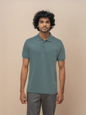 Unibro Solid Men Polo Neck Green T-Shirt
