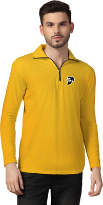 tfurnish Printed Men Polo Neck Yellow T-Shirt