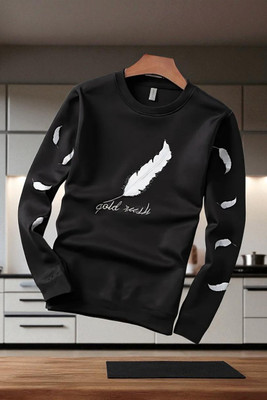 Autna Printed, Solid Men Round Neck Black T-Shirt