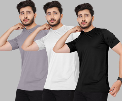 M7 By Metronaut Solid Men Round Neck Multicolor T-Shirt