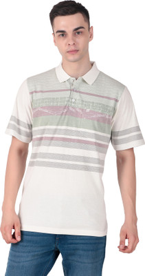 kevin ninan Striped Men Polo Neck Purple T-Shirt