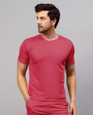 Fricker Solid Men Round Neck Maroon T-Shirt