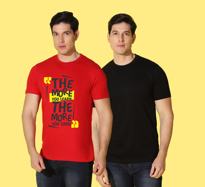 WOOSTRO Printed Men Round Neck Multicolor T-Shirt