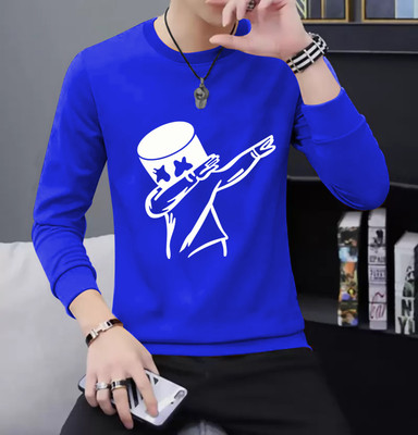 LGR FASHION Printed Women Round Neck Blue T-Shirt