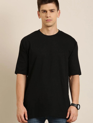 PARA HILLS Solid Men Round Neck Black T-Shirt