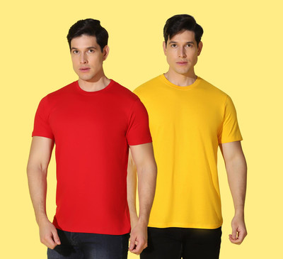 WOOSTRO Solid Men Round Neck Multicolor T-Shirt