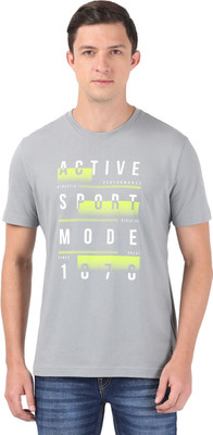 JOCKEY Printed, Typography Men Round Neck Grey T-Shirt