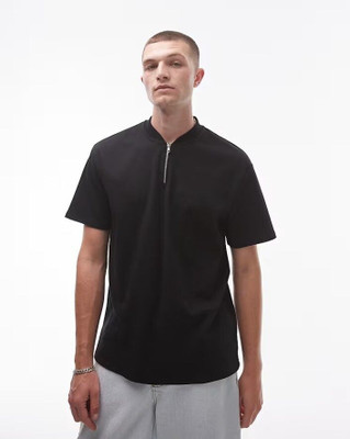 Styvibe Solid Men Henley Neck Black T-Shirt