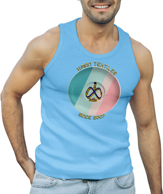 XMAN TEXTILES Printed Men Round Neck Light Blue T-Shirt