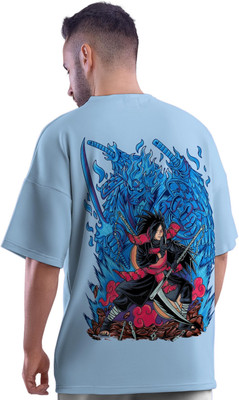 Thecrazymonk Graphic Print Men Round Neck Light Blue T-Shirt