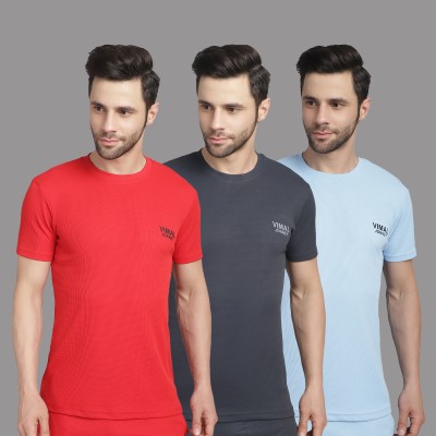 VIMAL JONNEY Solid Men Round Neck Multicolor T-Shirt