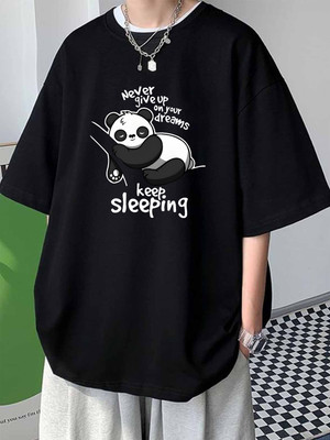 Cool Plus Printed Men Round Neck Black T-Shirt