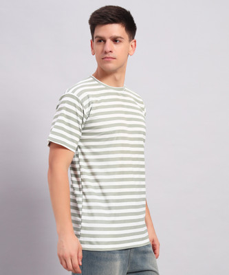 ZEPPI Striped Men Round Neck Grey T-Shirt