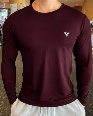 EyeBogler Solid, Printed Men Round Neck Maroon T-Shirt