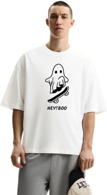KS IMPEX Self Design Men Round Neck White T-Shirt