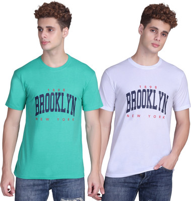 Zeffit Printed Men Round Neck Light Green, White T-Shirt