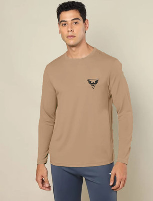 TISSORA Solid Men Round Neck Brown T-Shirt