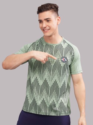 Stellers Printed, Sporty Men Round Neck Green T-Shirt