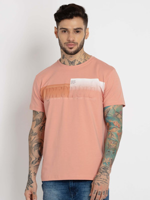 Status Quo Printed Men Round Neck Pink T-Shirt