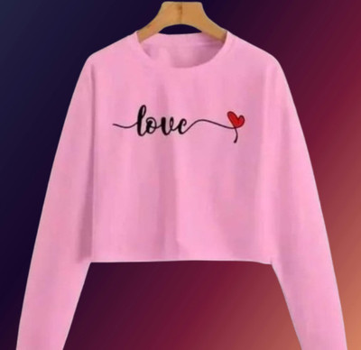 FENDURA Typography Women Round Neck Pink T-Shirt