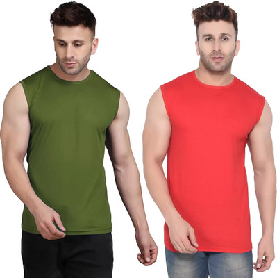 Moordale Fab Solid Men Round Neck Dark Blue, Red T-Shirt