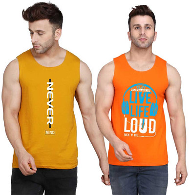 SLOWLORIS Printed Men Scoop Neck Orange, Yellow, White T-Shirt