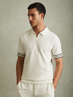 Leriya Fashion Solid Men Polo Neck White T-Shirt
