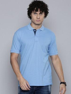 TOIX Solid Men Polo Neck Light Blue T-Shirt