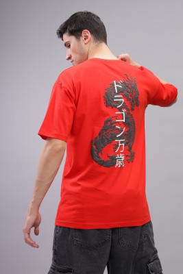 ADRO Printed Men Round Neck Red T-Shirt