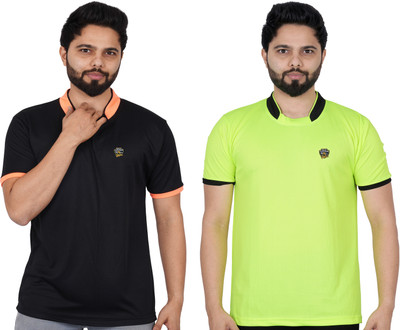 La Milano Solid Men Mandarin Collar Light Green T-Shirt