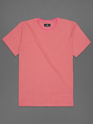 french crown Solid Men Round Neck Pink T-Shirt