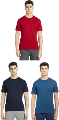 JOCKEY Solid Men Round Neck Dark Blue, Blue, Red T-Shirt