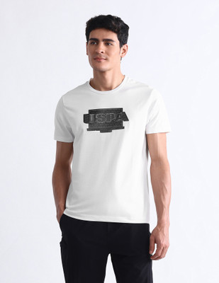 U.S. POLO ASSN. Graphic Print Men Crew Neck White T-Shirt