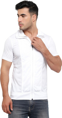 JB Jangoboy Solid Men Polo Neck White T-Shirt