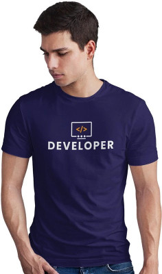 DUDEME Printed Men Round Neck Blue T-Shirt